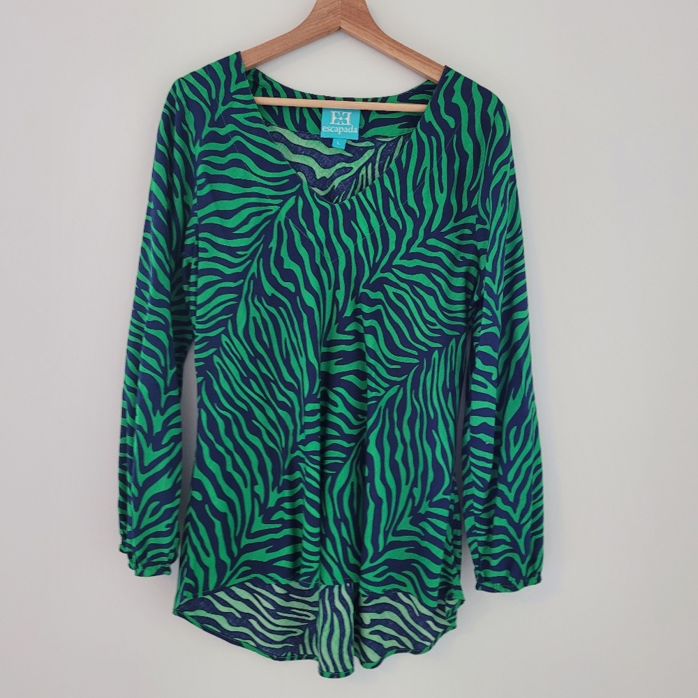 Escapada green blue tunic top Size Large High Low